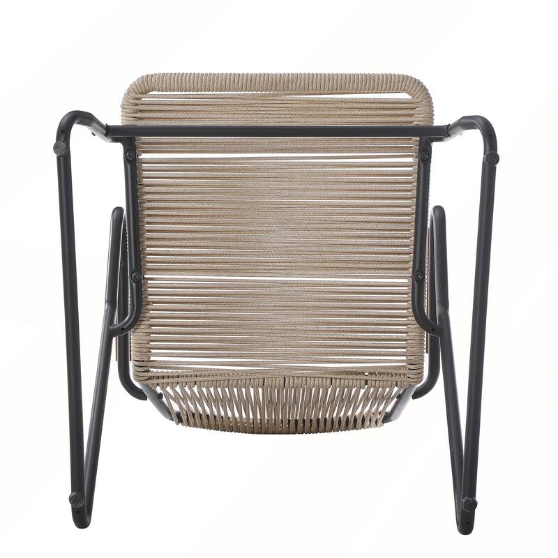 Modern Rope Weave Iron Frame Outdoor Club Chairs Set