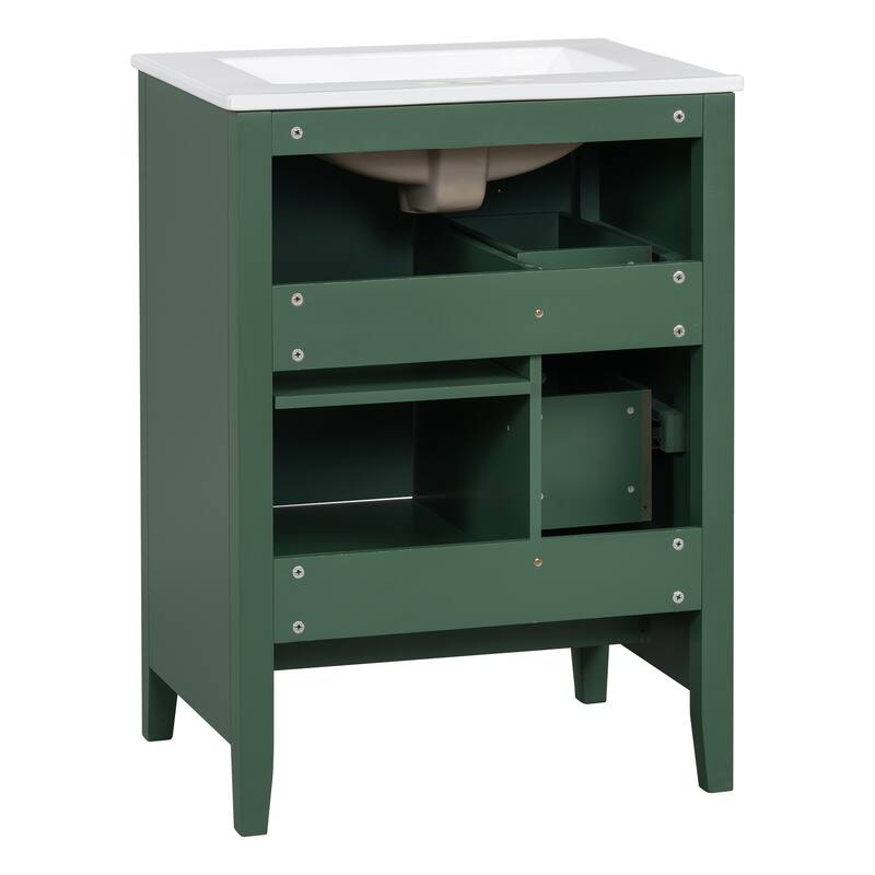 24-Inch Bathroom Vanity with Storage, Adjustable Shelf