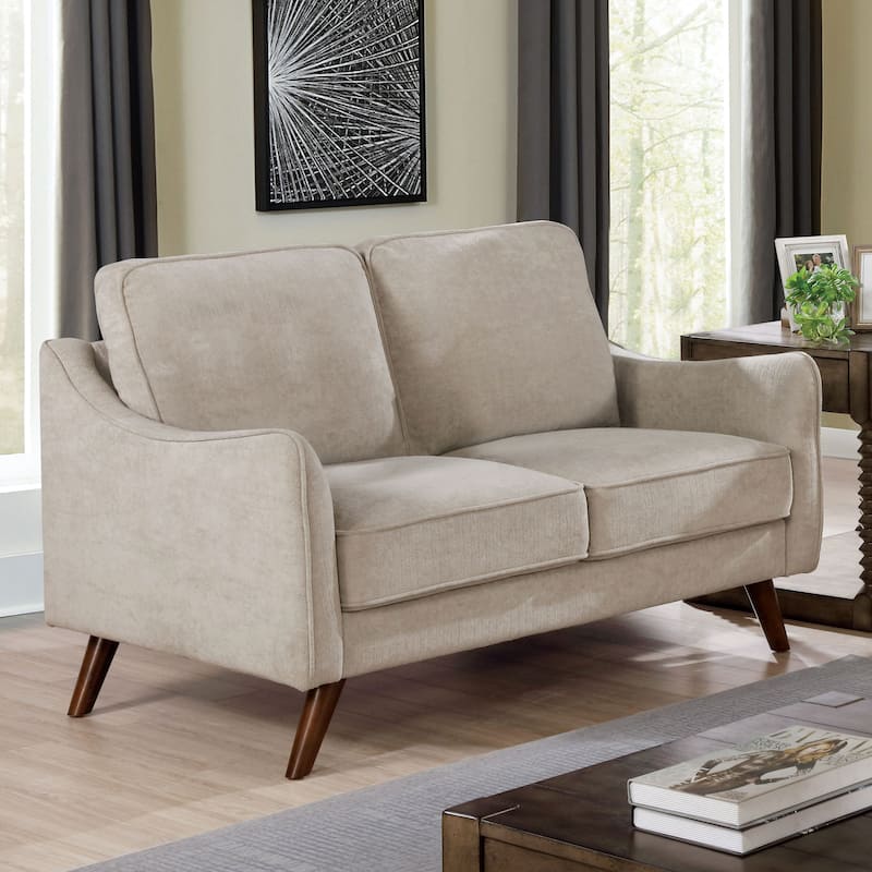 Pelteker Mid-Century Modern Chenille Loveseat by Furniture of America