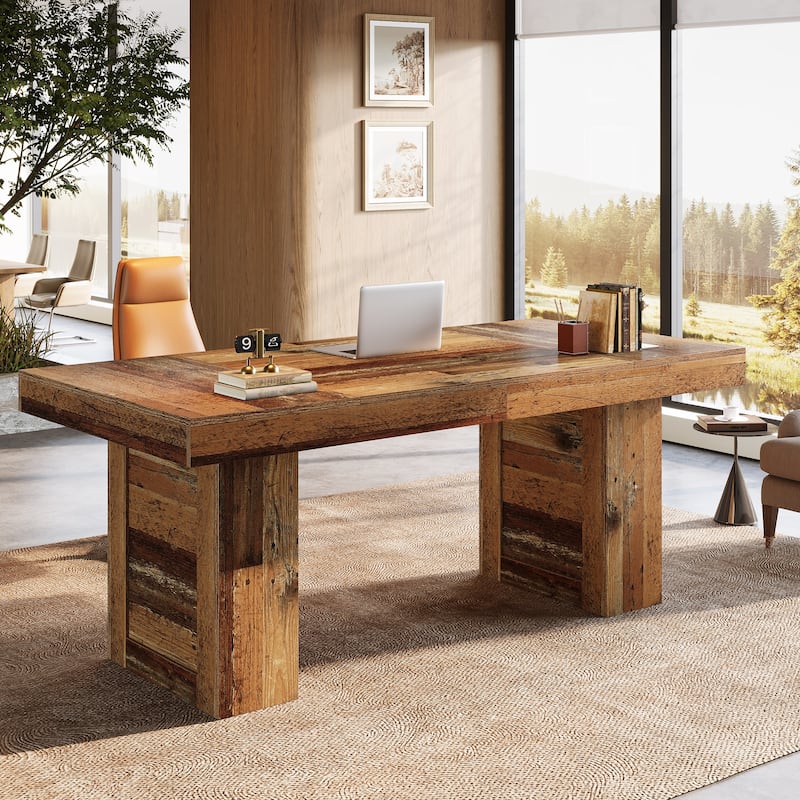 Large Executive Desk, Computer Desk, Home Office Writing Table, Conference Table Business Workstation for Working, Meeting