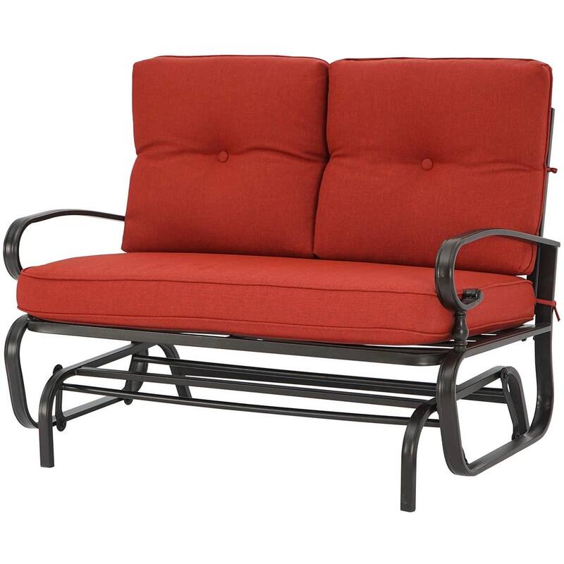 Nista Outdoor Loveseat Glider Chair by Havenside Home - Red