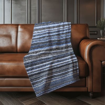 Premium Machine Washable Casual Stripes Sherpa Throw Blanket