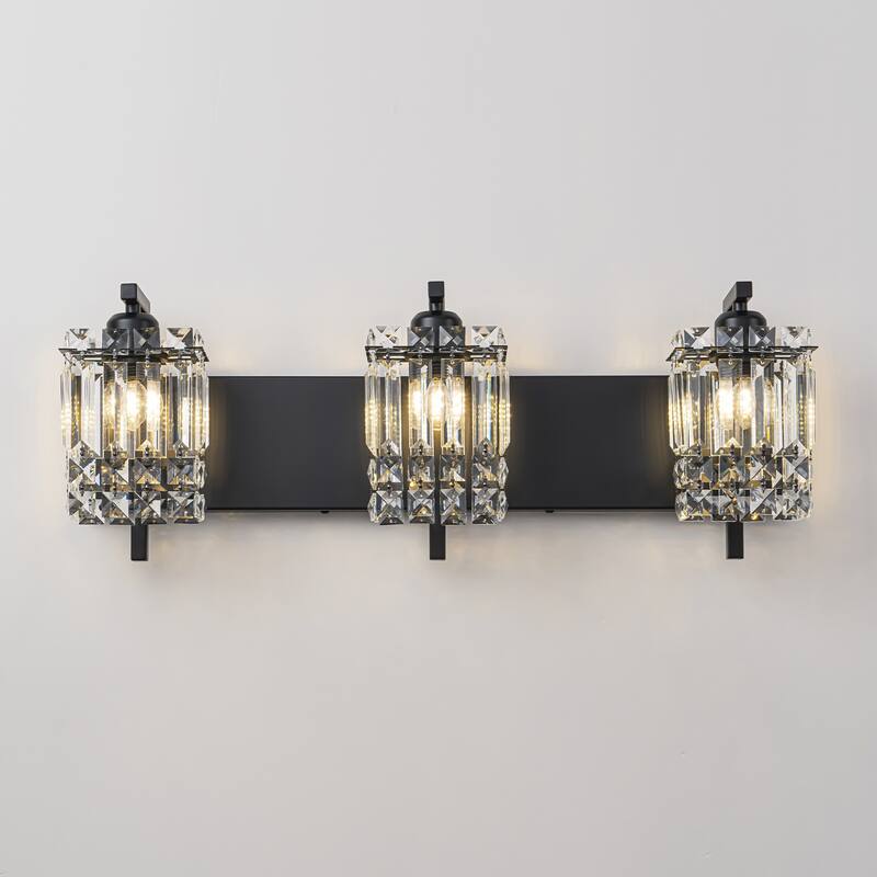 3-Light Modern Glam Crystal Bathroom Vanity Lights Wall Sconce Lighting for Mirror