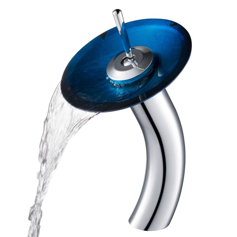 Kraus Bathroom Combo - 21-7/8" Irruption Blue Glass Vessel Bathroom
