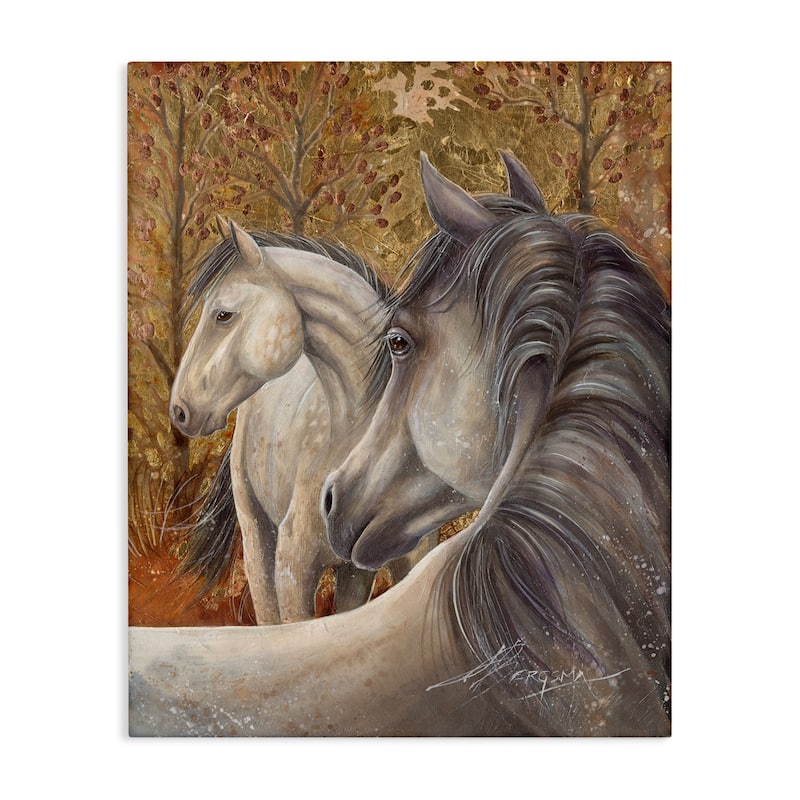 Stupell Horses in Autumnal Forest Canvas Wall Art Design By Jody Bergsma - 24 x 30