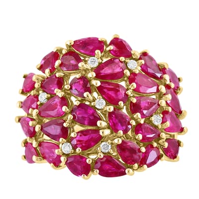 EFFY 14K Gold Diamond Natural Ruby Ring