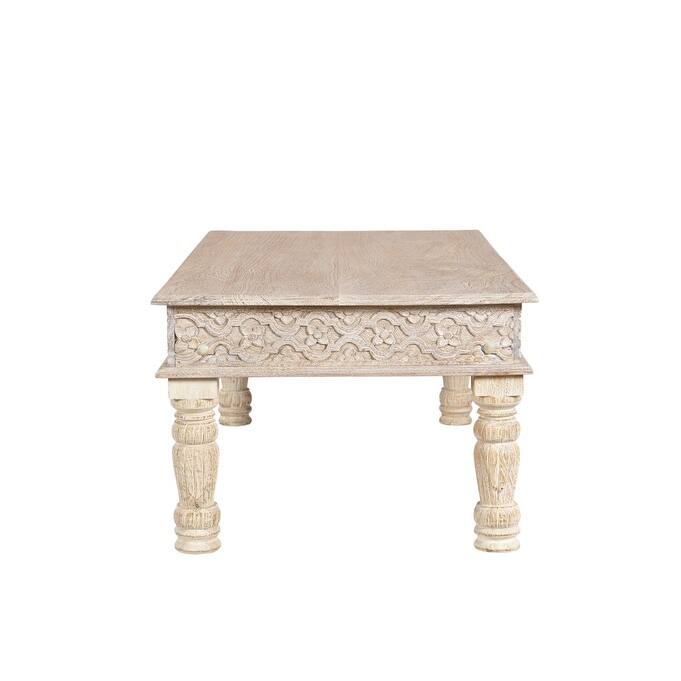 HomeRoots 51" White Solid Wood Distressed Coffee Table - 51