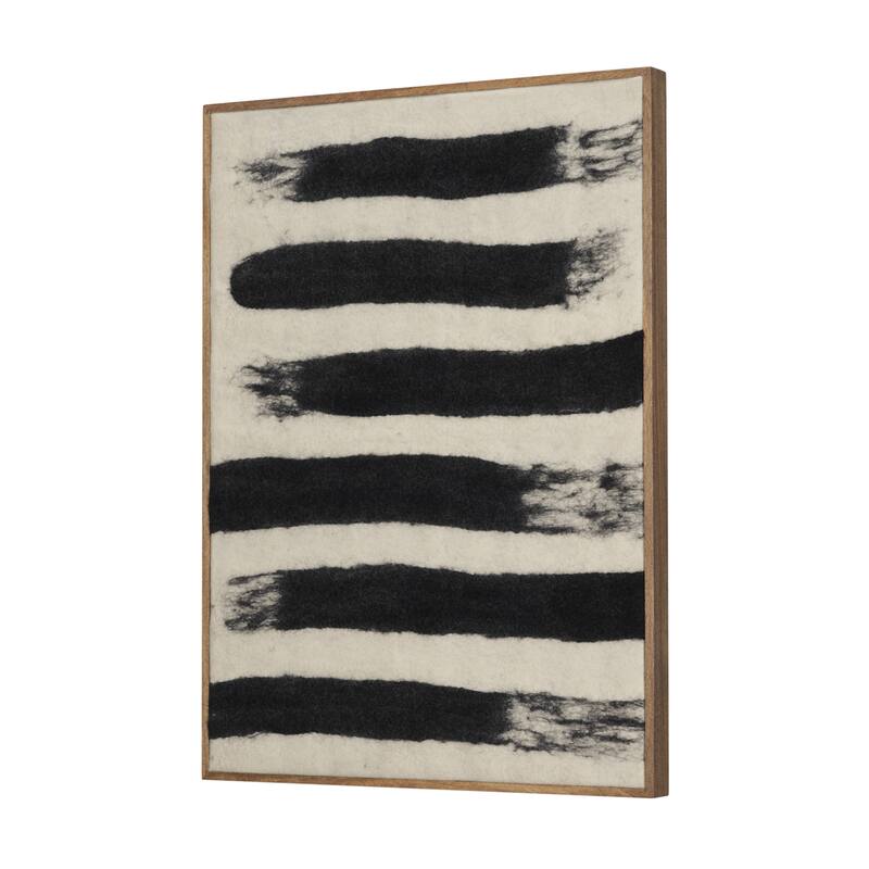 Rollins Small Cream w/ Black Stripes Wool Framed Art