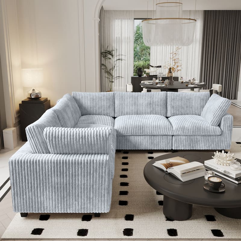 Modular Sectional Couch, Convertible V Shaped Sofa for Living Room, Deep Seat Cloud Sectional Couch, 5 Seat Comfy Modular Sofa