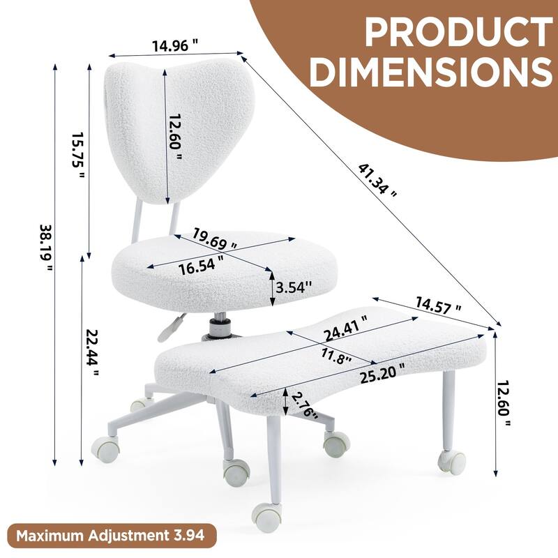 Meditation chair, an ergonomic cross-legged seating chair with lumbar support and a height-adjustable seat cushion