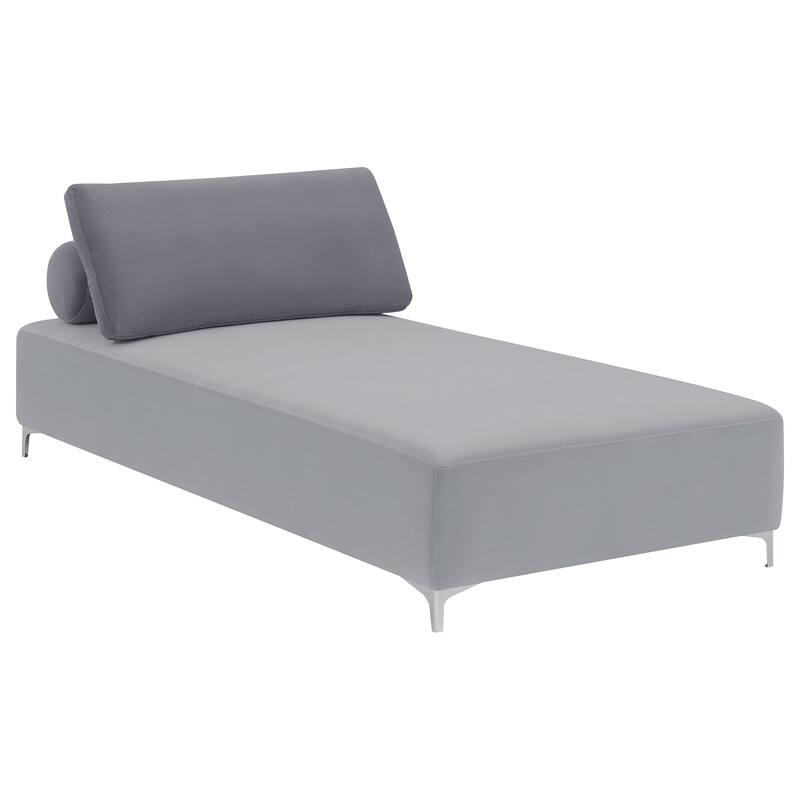 Giovanni Upholstered Accent Chaise Lounger with Pillow Grey