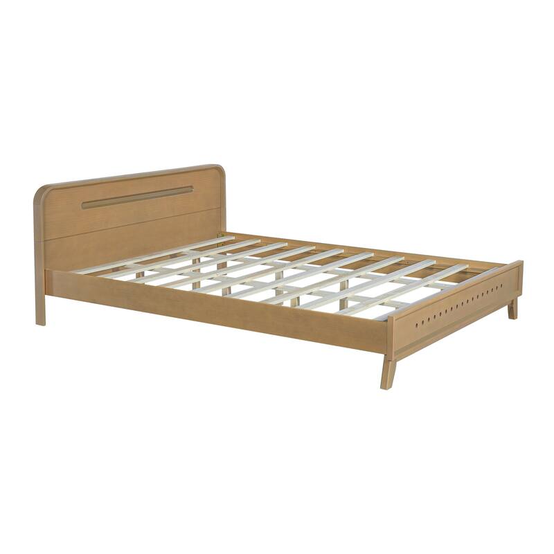 Rustic Style Solid Pine Wood Platform Bed,Queen/King