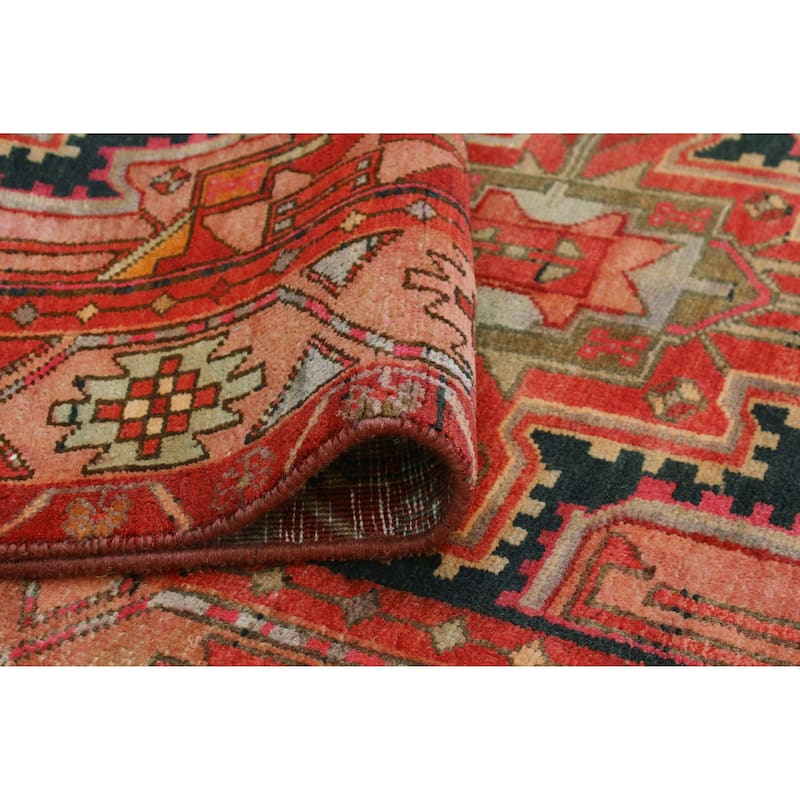 Fine Vintage Distressed Amal Red/Navy Runner - 3'2" x 9'9"