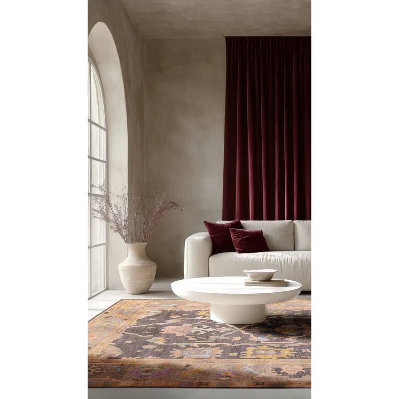 ECARPETGALLERY Hand-knotted Modern Oushak Dark Grey Wool Rug - 9'0 x 11'9