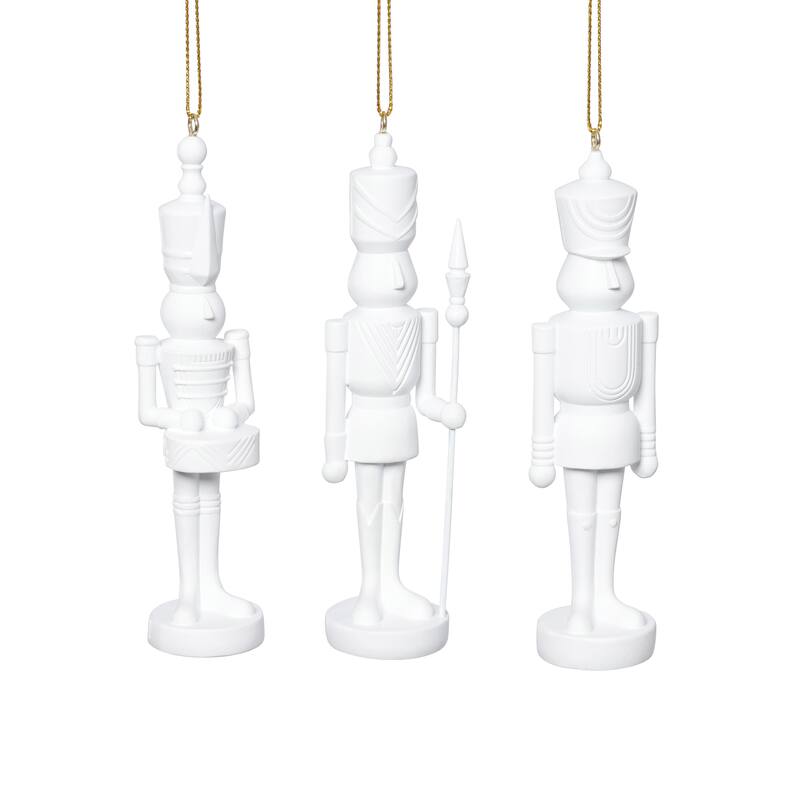 Patrice Soldier Holiday Ornaments, 6 Hanging Pieces (2 Sets of 3 Assorted) - White