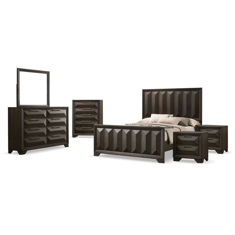 Furniture of America Uppon Espresso Wood 6-Piece Panel Bedroom Set