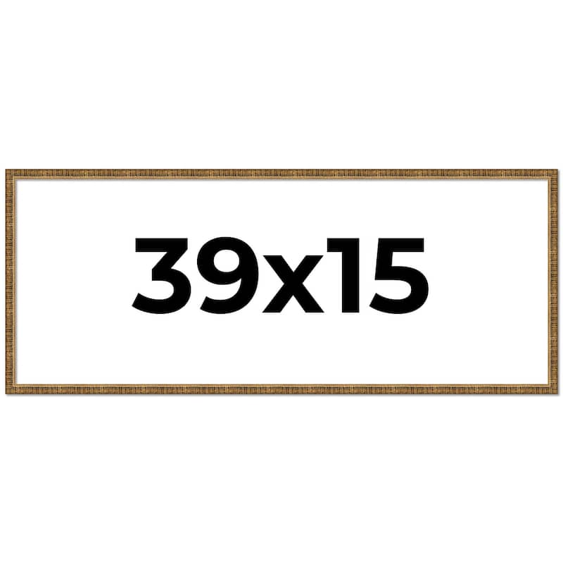 39x15 Frame Black Real Wood Picture Frame Kingsley Gold Distressed Photo Frame with UV Acrylic Foam Board Backing &