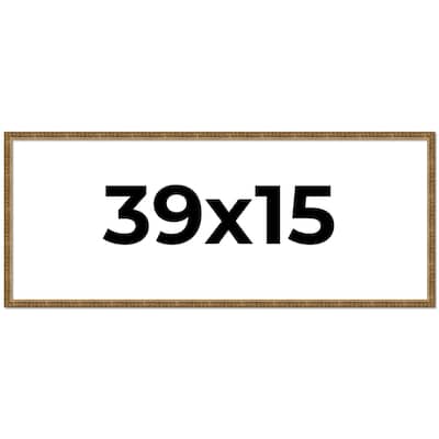39x15 Frame Black Real Wood Picture Frame Kingsley Gold Distressed Photo Frame with UV Acrylic Foam Board Backing &