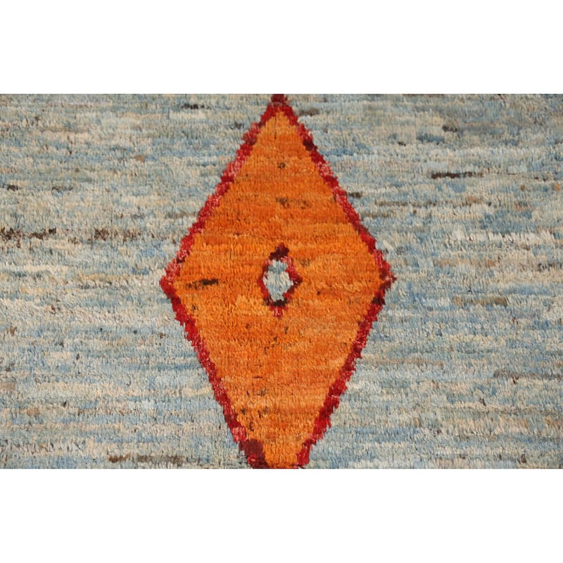 Geometric Moroccan Oriental Area Rug Hand-Knotted Wool Carpet - 8'2" x 9'9"