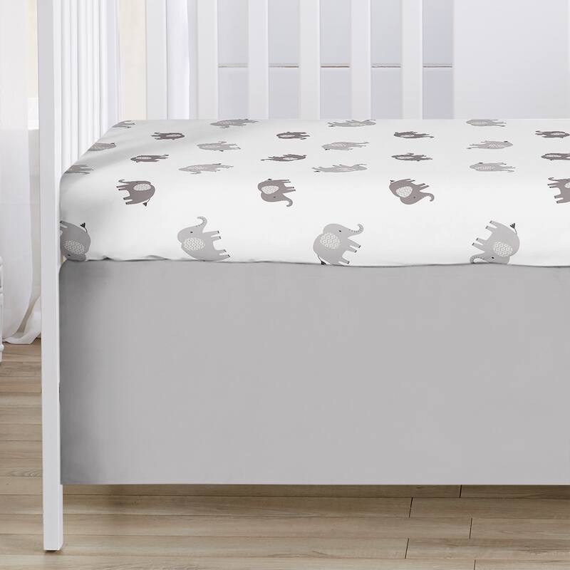Sweet Jojo Designs Grey and White Boho Bohemian Elephant Boy Girl Gender Neutral 3p Nursery Crib Bedding Set Gray Safari Animals