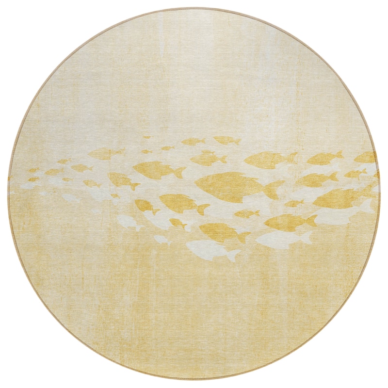 Machine Washable Indoor/ Outdoor Chantille Modern Sea Life Rug
