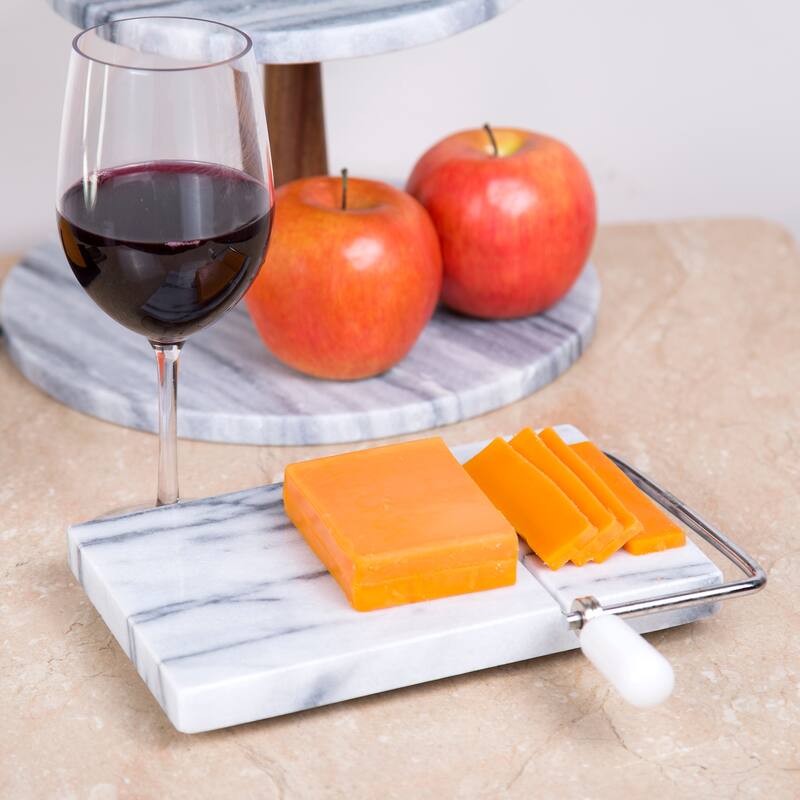 Creative Home Natural Off-White Marble 5" x 8" Cheese Slicer Butter Cutter