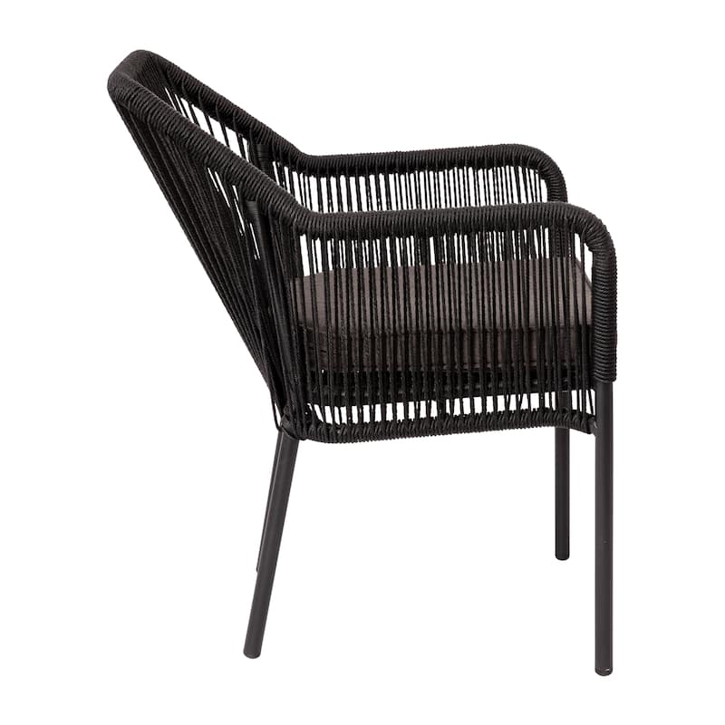 Woven Indoor/Outdoor Stacking Club Chairs - Cushions-Set of 2 - 22"W x 27"D x 31.25"H