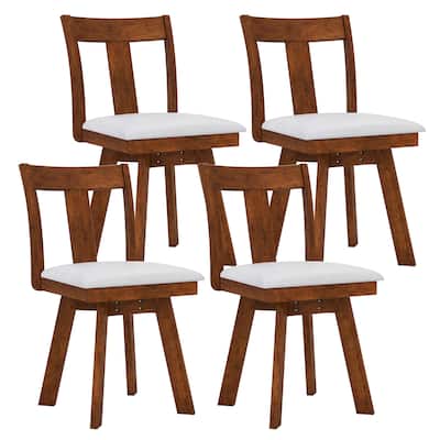 Gymax Swivel Dining Chairs Set of 4 Dining Room Chairs w/ Rubber Wood