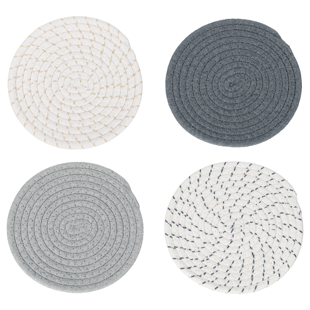 Cotton Trivets Set, 4 PCS 7" Thicken Woven Heat Resistant Mats