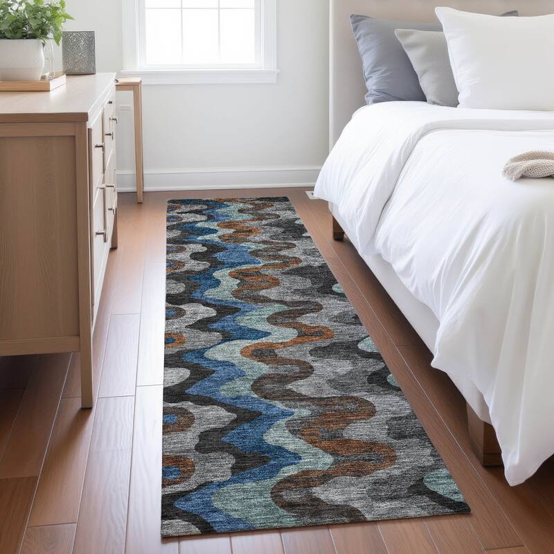 Machine Washable Indoor/ Outdoor Modern Mason Chantille Rug