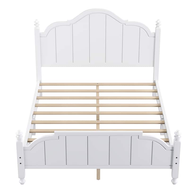Wood Bed Frame with Sculpted Headboard by Harper&Bright Designs