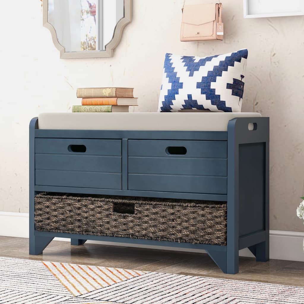 Storage Bench with Removable Basket and 2 Drawers