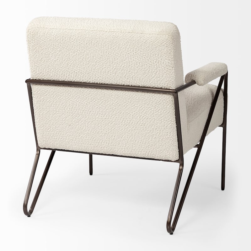 Vicunya Cream Fabric w/Gun Metal Gray Metal Frame Accent Chair - 27.2L x 30.7W x 30.7H