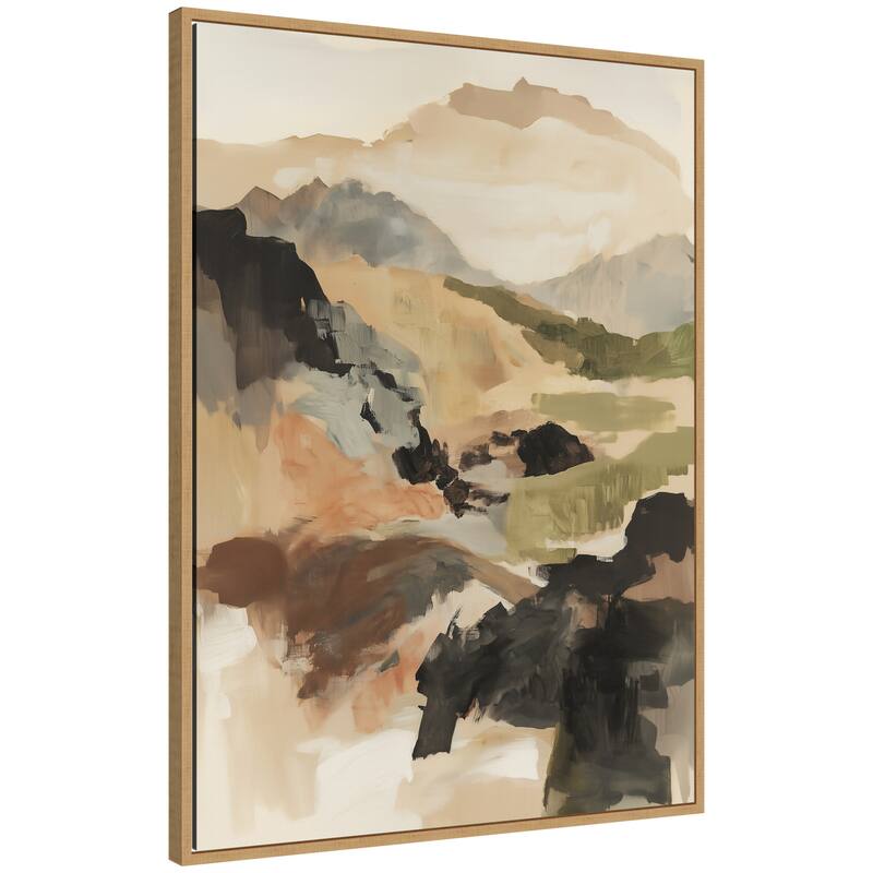 Kate and Laurel Sylvie Tonal Mountains II Framed Canvas by Amy Lighthall - 28x38 - Brown