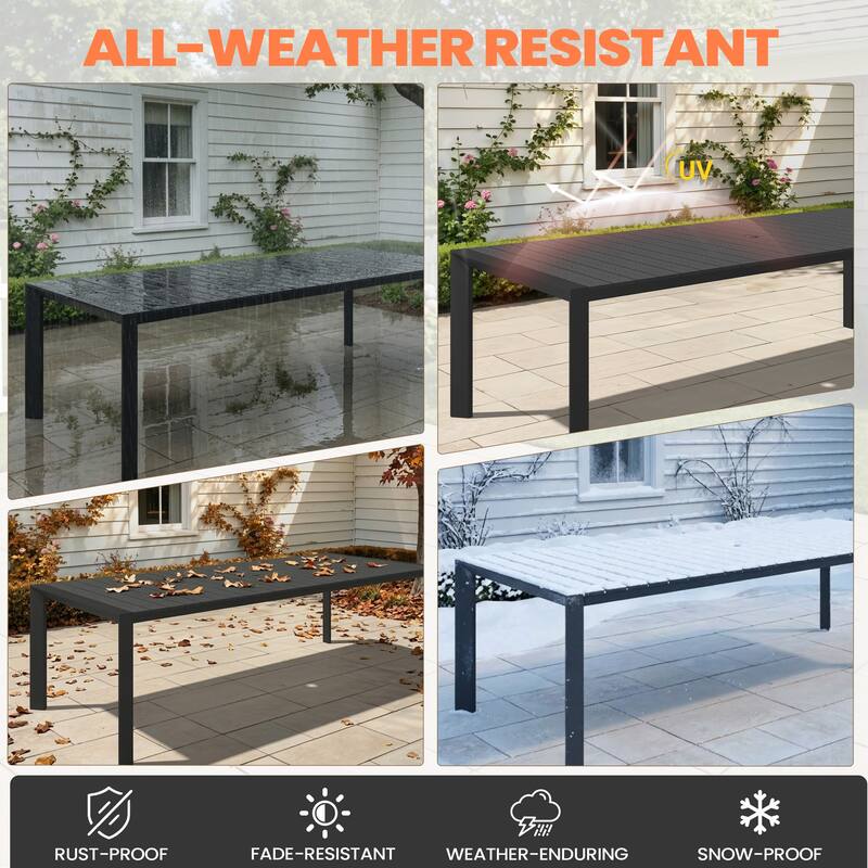 Pellebant Premium Outdoor Patio Aluminum Dining Table with Umbrella Hole