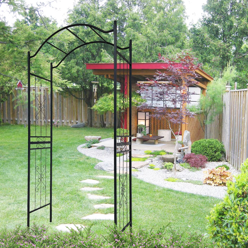 Metal Garden Arch with powder coated 3.6ft Length x 1.47ft Width x 7.5ft Height Climbing Plants