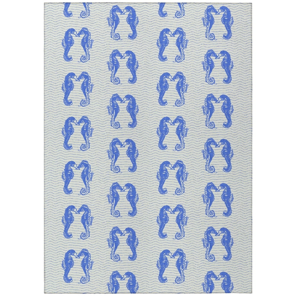 Indoor/ Outdoor Surfside Seahorses Washable Rug New