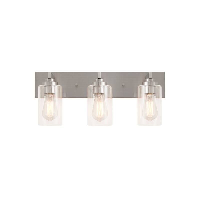 KAWOTI 3-Light Bathroom Vanity Light with Clear Glass Shade