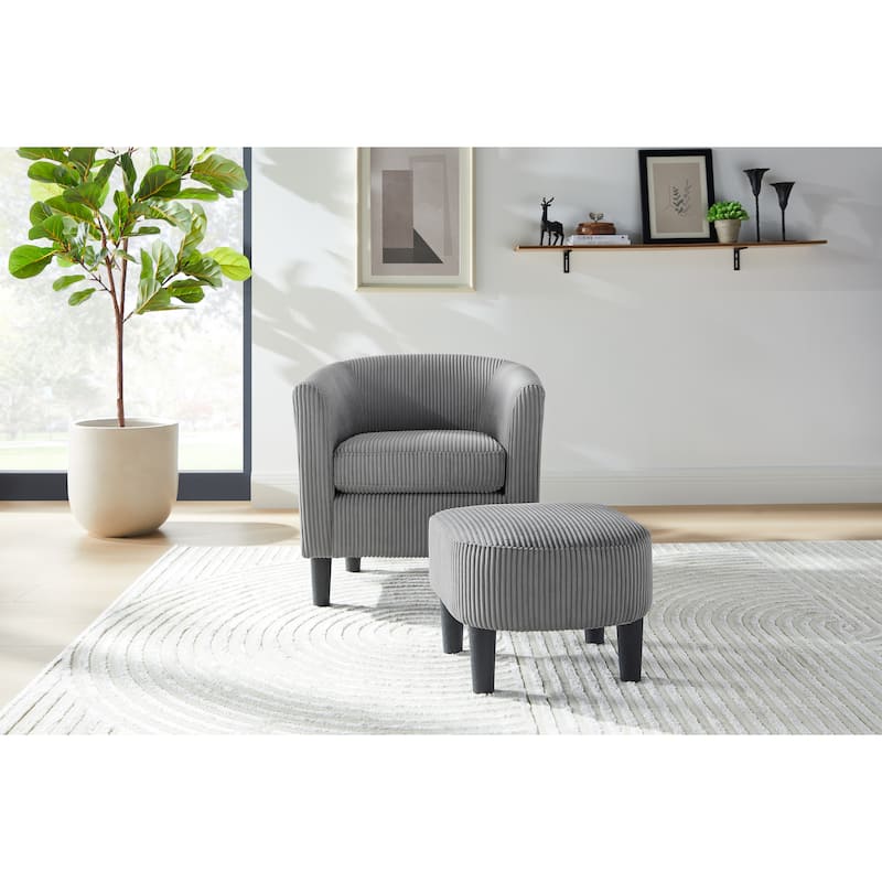 26.38" Corduroy Arm Chair with Ottoman