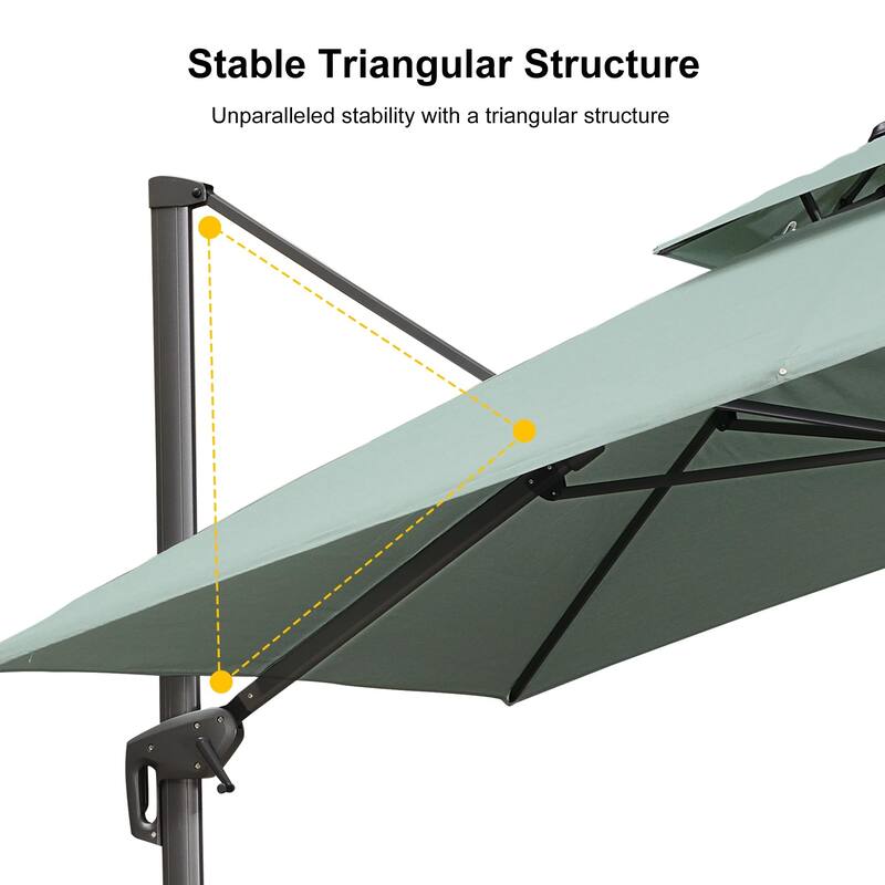 PURPLE LEAF 12 ft Double Top Stylish Cantilever Patio Umbrella with Base