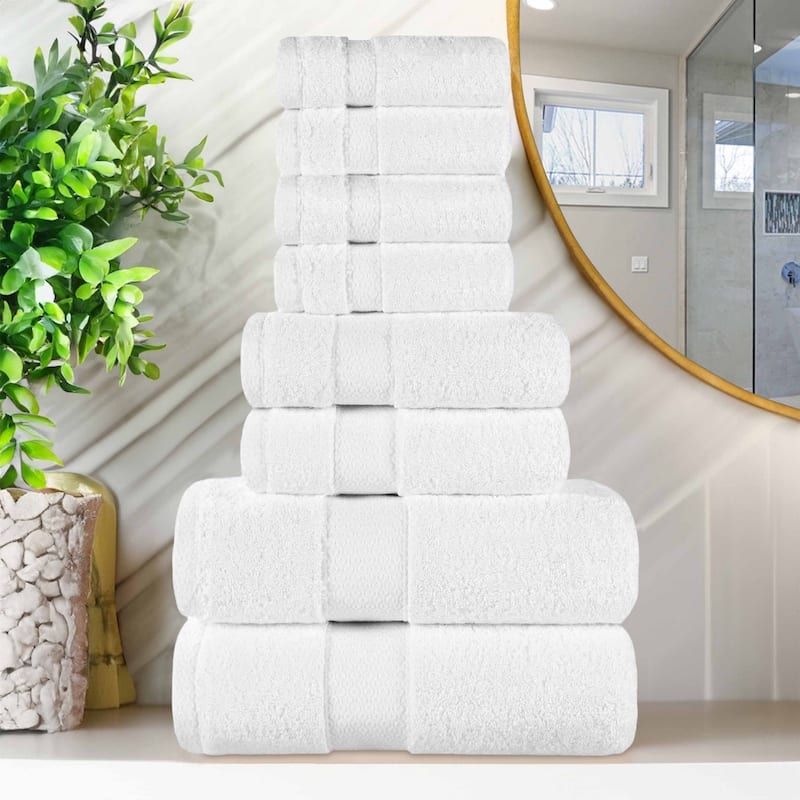 Superior Niles Cotton Ultra-Plush Absorbent 8 Piece Towel Set - White