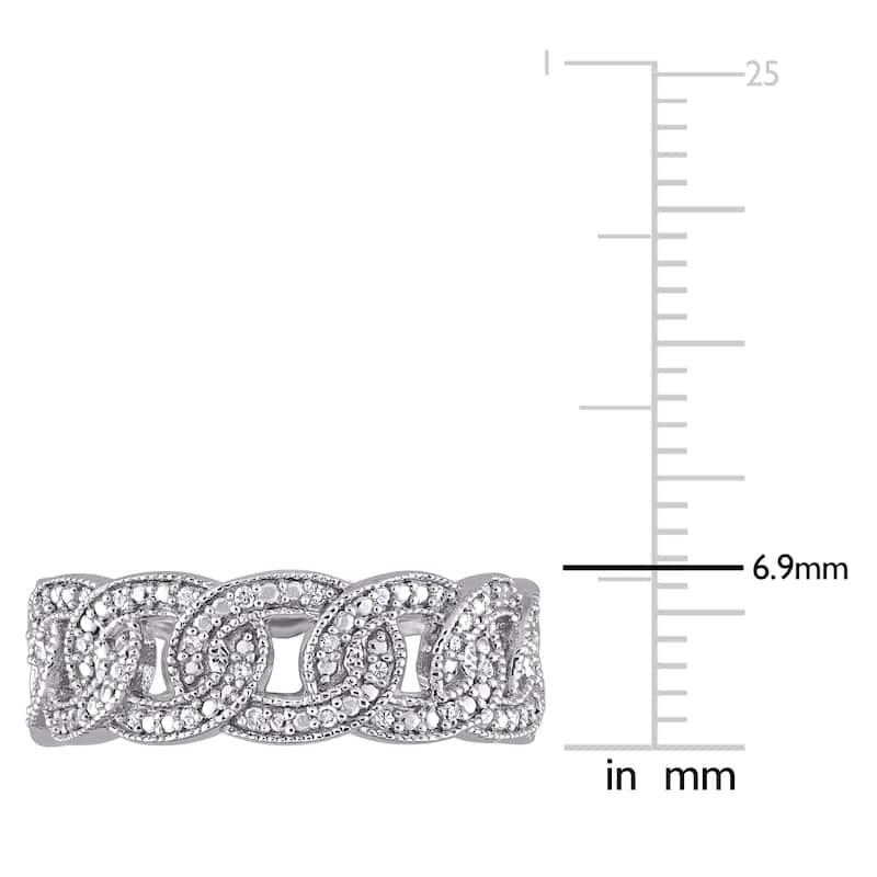 1/10ct TDW Diamond Infinity Link Eternity Ring in Sterling Silver by Miadora