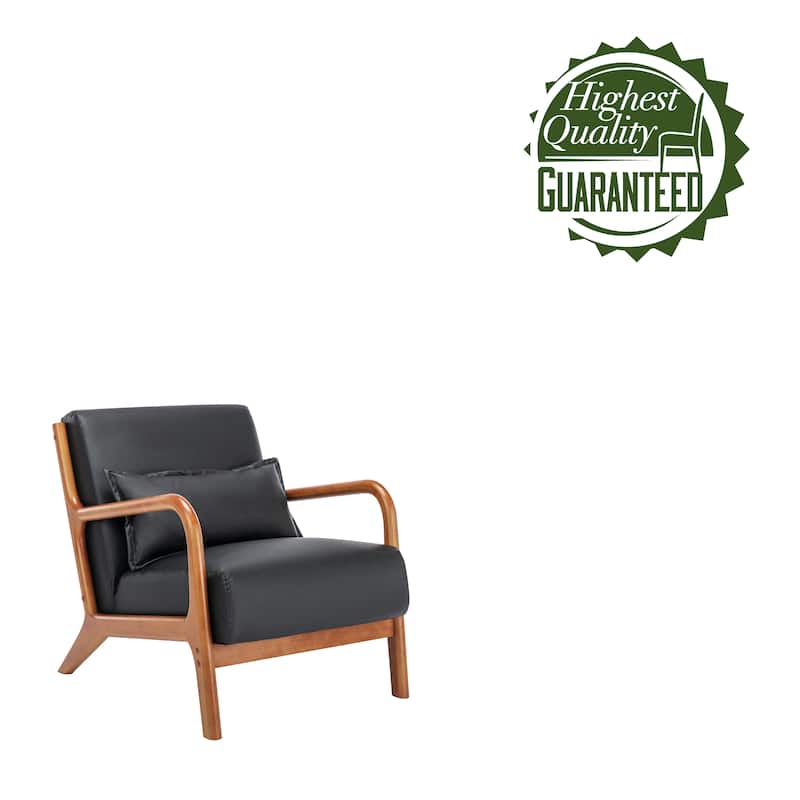 Porthos Home Joa Accent Chair with Pillow, PU Upholstery, Rubberwood Legs