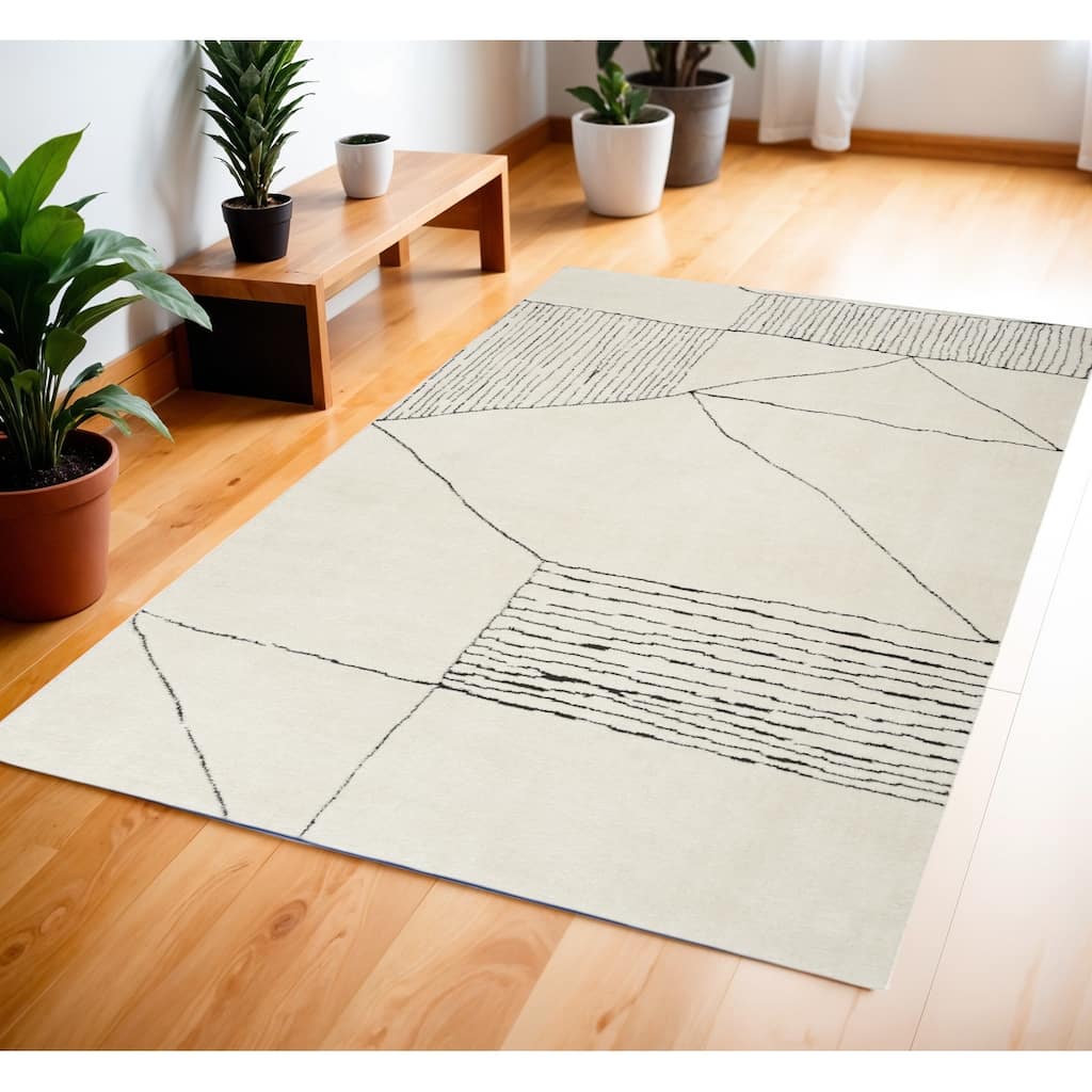 Power Loomed Geometric Abstract Modern Stain Resistant Area Rug - 71' X '47' X '0.63