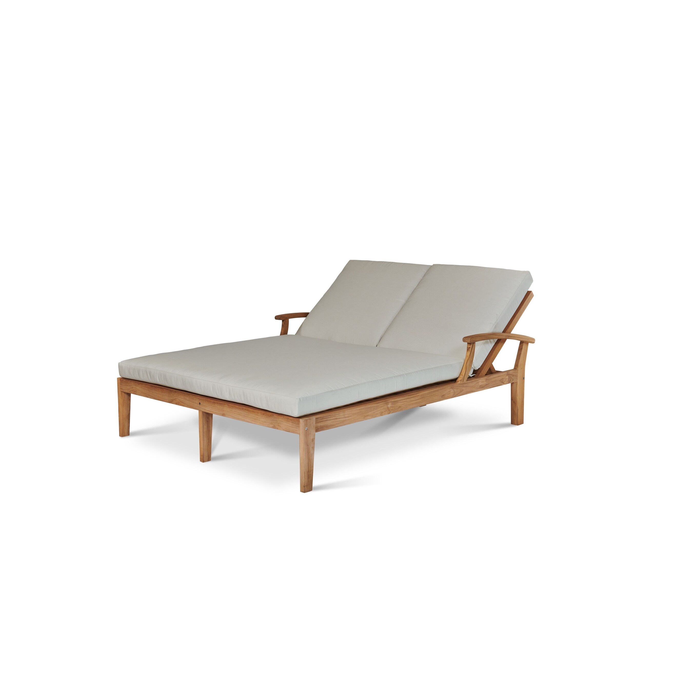 Delaine Outdoor Teak Double Reclining Sun Lounger with Sunbrella