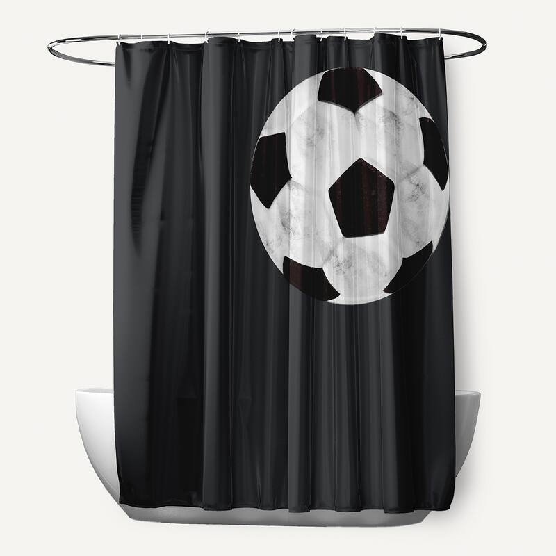 Soccer Ball Geometric Print Shower Curtain - Grey