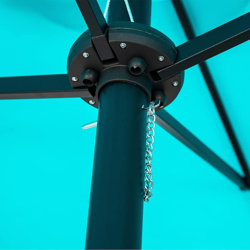 Ainfox 15ft Double-Sided Patio Umbrella with Base Large Outdoor Umbrella with LED Solar Lights