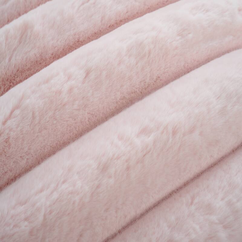 Madrid Collection Ultra Soft Ribbed Faux Fur Indoor Pouf
