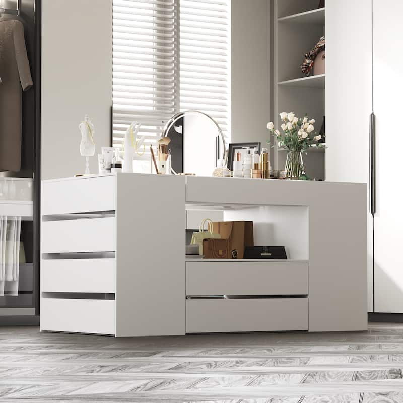 Storage Island with Drawer for Walk-In Closet and Dressing Room Dresser