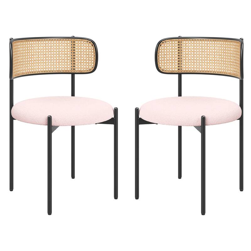 Set of 4 Modern Dining Chairs with Upholstered Seat - Pink